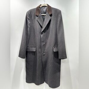 Men's Charcoal Trench Coat with Brown Collar